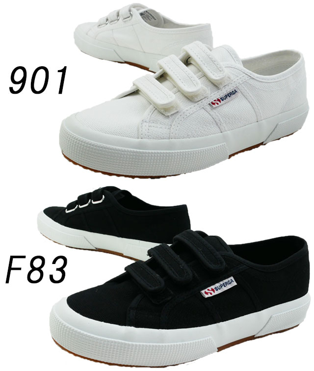 送料無料 メンズ レディース 男女兼用 ユニセックス スニーカー ローカット スペルガ SUPERGA 2750 COT3STRAPU 901 F83 S00BN20 ベルクロ 靴 カジュアルシューズ ホワイト 白 ブラック-Fホワイト 黒_1