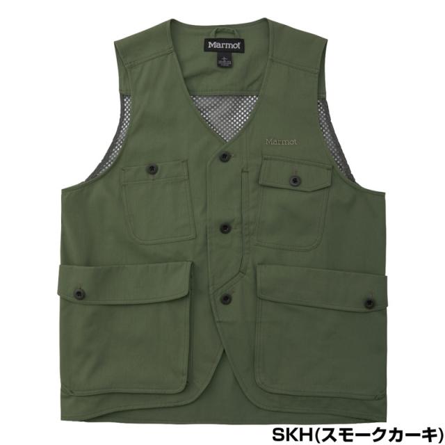 送料無料 バーナビーベスト メンズ SS 春夏 新作 春新作 夏新作 人気 流行 定番 2023 Marmot TOMSJK09 BBQ マーモット シェルジャケット 難燃 静電ケア 多ポケット 上着 トップス アパレル 服 アウトドア キャンプ 釣り 黄土色 カーキ_2