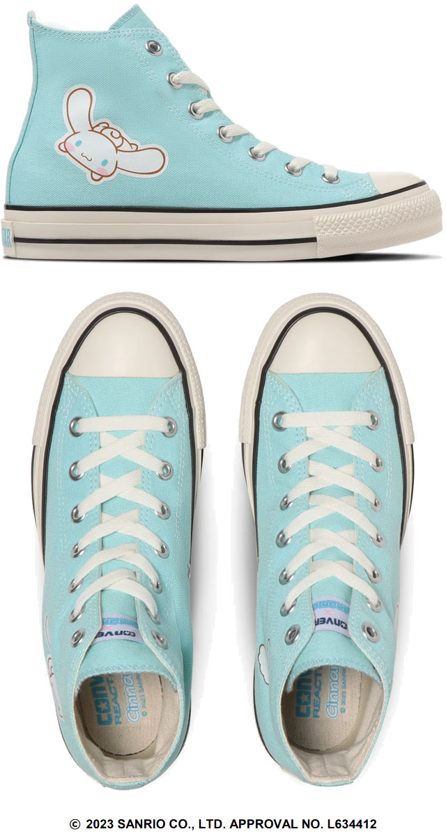 送料無料 スニーカー ハイカット レディース FW 秋冬 新作 秋新作 冬新作 人気 流行 定番 2023 CONVERSE 31309770 ALL STAR (R) CINNAMOROLL HI コンバース コラボモデル オールスター（R） シナモロール ハイ カジュアルシューズ ライトブルー 靴 送料無料 スニーカー ハイカット レディース FW 秋冬 新作 秋新作 冬
