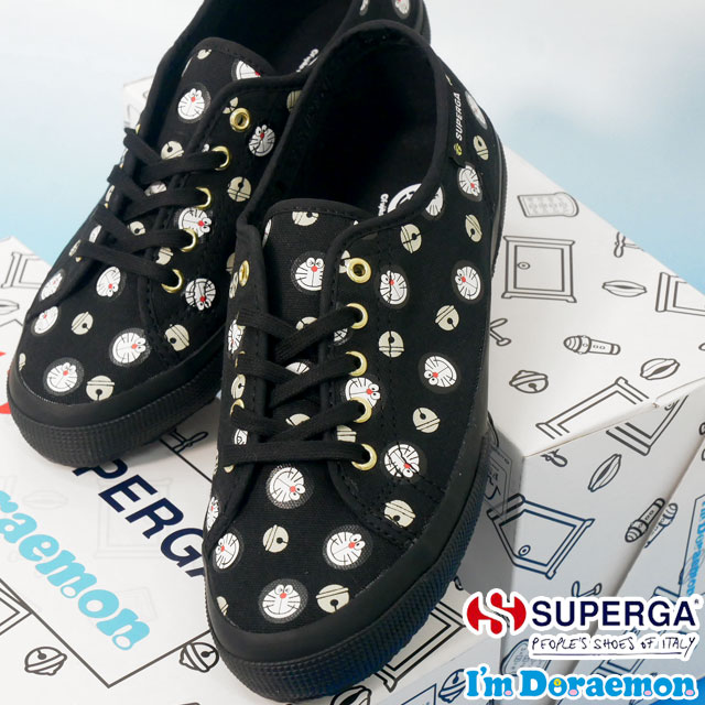 送料無料 スニーカー レディース FW 秋冬 新作 秋新作 冬新作 人気 流行 定番 2023 SUPERGA Doraemon 2725 S4138EW スペルガ I’m ドラえもん オールオーバー プリント コラボモデル カジュアルシューズ ブラック-イエロー 黒 総柄 靴