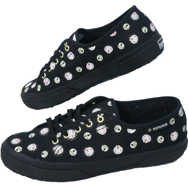 送料無料 スニーカー レディース FW 秋冬 新作 秋新作 冬新作 人気 流行 定番 2023 SUPERGA Doraemon 2725 S4138EW スペルガ I’m ドラえもん オールオーバー プリント コラボモデル カジュアルシューズ ブラック-イエロー 黒 総柄 靴_1