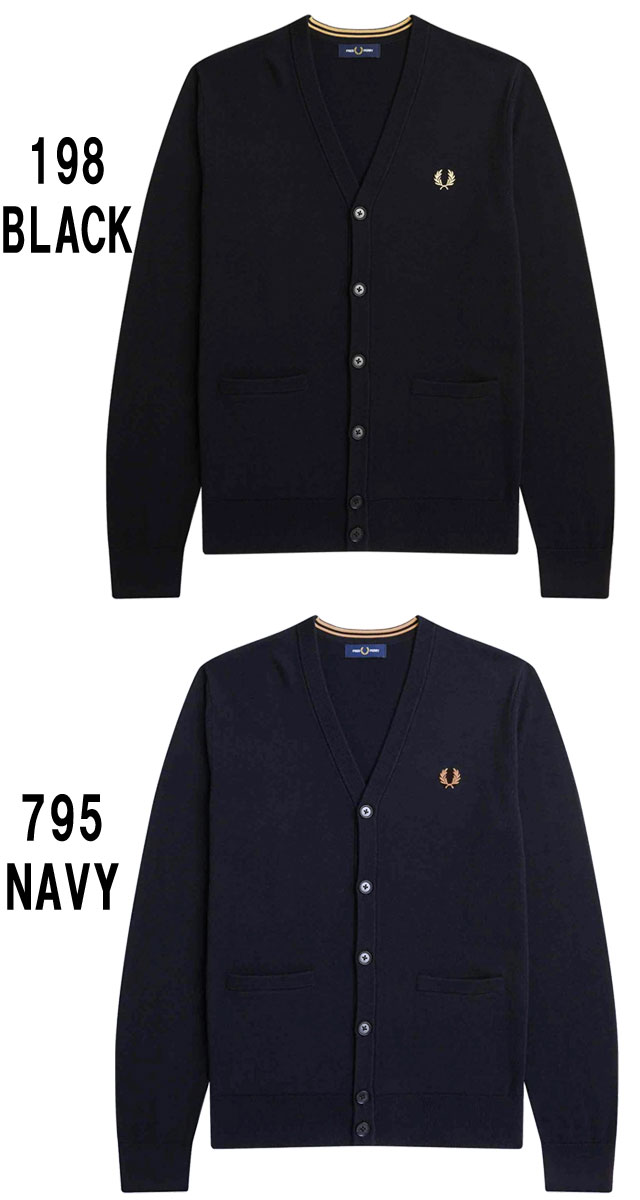送料無料 長袖 メンズ FW 秋冬 新作 秋新作 冬新作 人気 流行 定番 2023 FRED PERRY K9551 フレッドペリー カーディガン クラシック ニット トップス 上着 服 カーデガン アパレル ギフト きれいめ キレカジ 月桂樹 ローレルリース 黒 紺_1