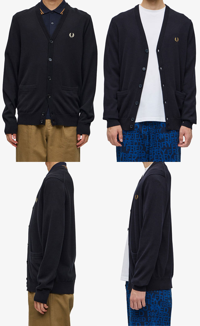 送料無料 長袖 メンズ FW 秋冬 新作 秋新作 冬新作 人気 流行 定番 2023 FRED PERRY K9551 フレッドペリー カーディガン クラシック ニット トップス 上着 服 カーデガン アパレル ギフト きれいめ キレカジ 月桂樹 ローレルリース 黒 紺_2