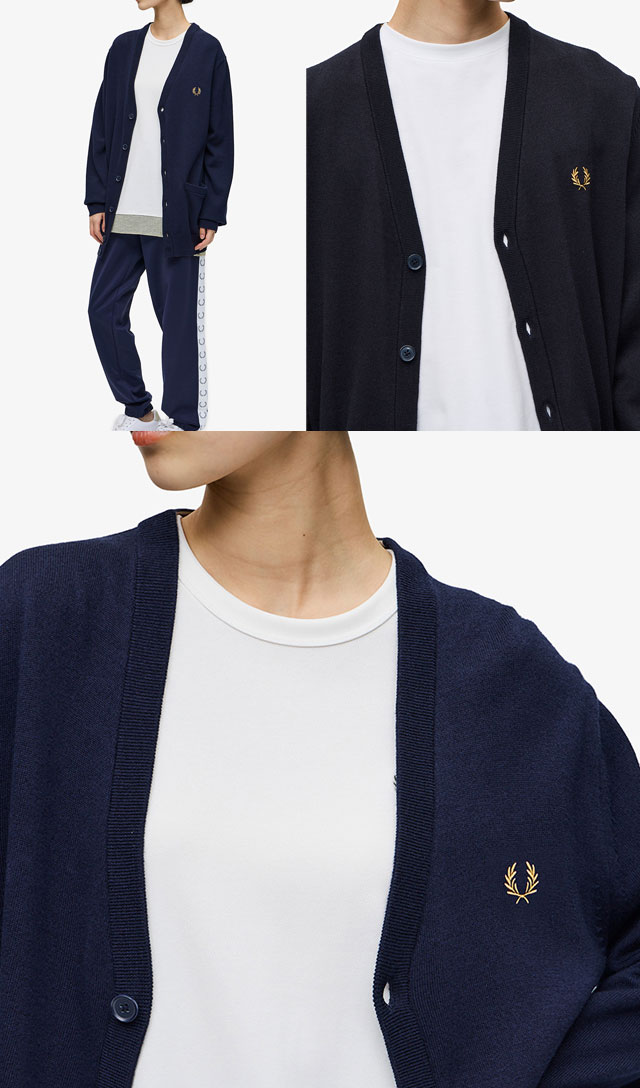 送料無料 長袖 メンズ FW 秋冬 新作 秋新作 冬新作 人気 流行 定番 2023 FRED PERRY K9551 フレッドペリー カーディガン クラシック ニット トップス 上着 服 カーデガン アパレル ギフト きれいめ キレカジ 月桂樹 ローレルリース 黒 紺_3
