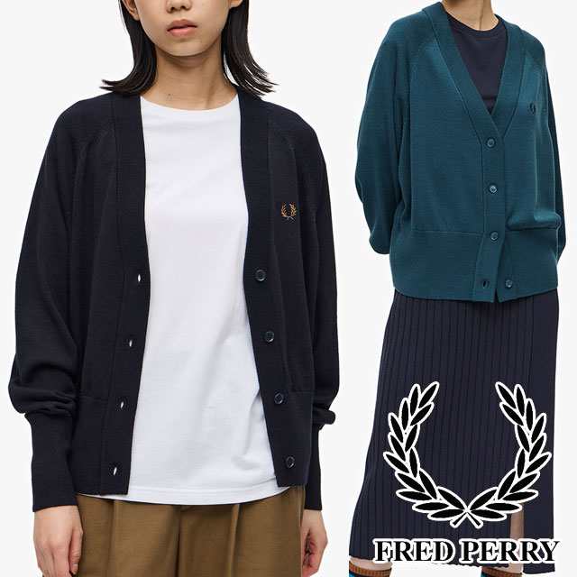 送料無料 Vネック カーデガン レディース FW 秋冬 新作 秋新作 冬新作 人気 流行 定番 2023 FRED PERRY K4121 フレッドペリー カーディガ