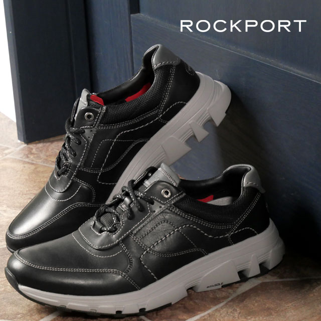 送料無料 ウォーキングシューズ ローカット メンズ FW 秋冬 新作 秋新作 冬新作 人気 流行 定番 2023 ROCKPORT CJ3053 ロックポート リバウンドエックス ウーバル レザースニーカー ブラック 黒 靴