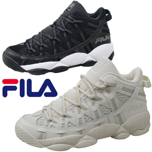 送料無料 スニーカー ハイカット メンズ SS 春夏 新作 春新作 夏新作 人気 流行 定番 2024 101 1BM02427 003 フィラ 厚底 スタックハウス スパゲティ パラコード カジュアルシューズ ダッドシューズ オフホワイト ブラック 黒 ジェリー・スタックハウス 靴