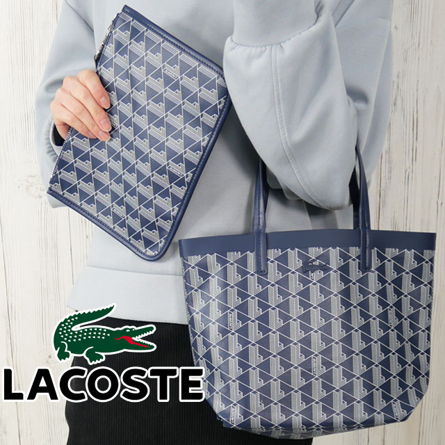 送料無料 クラッチバッグ トートバッグ ハンドバッグ レディース SS 春夏 新作 春新作 夏新作 人気 流行 定番 2024 NF4338 NF4338ZE 小さ目 ミニトート ロゴプリント ポーチ付き モノグラム柄 きれいめ カジュアル ネイビー ゼリー コーテッドキャンバス