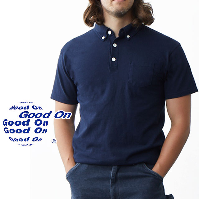 メール便送料無料 ポロシャツ 半袖 メンズ レディース SS 春夏 新作 春新作 夏新作 人気 流行 定番 2024 GOST1103C グッドオン ショートスリーブポロTシャツ ティーシャツ トップス カットソー ボタンダウン ウェア アパレル ネイビー 服