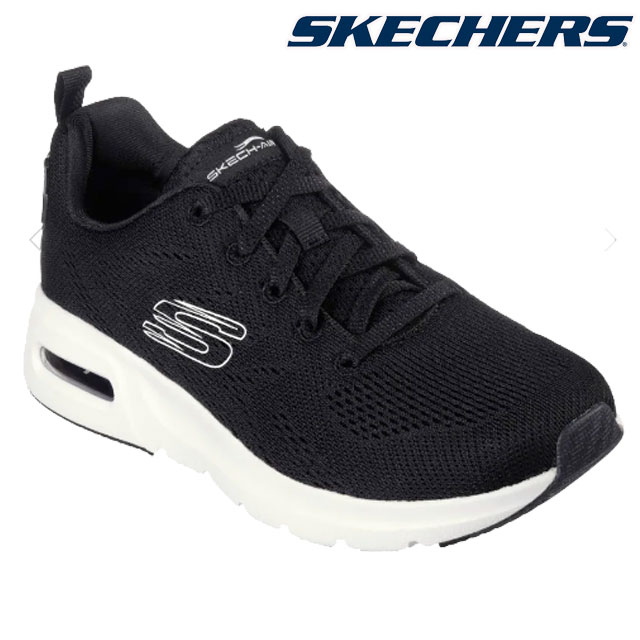 送料無料 スニーカー ローカット レディース SS 春夏 新作 春新作 夏新作 人気 流行 定番 2024 SKECHERS 149948 厚底 黒 スケッチエア コート スリック アベニュー エア入り カジュアルシューズ メモリーフォーム ブラック 紐靴の通販は