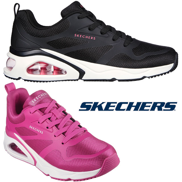 送料無料 スニーカー ローカット レディース SS 春夏 新作 春新作 夏新作 人気 流行 定番 2024 177420 SKECHERS 厚底 エアクッション カジュアルシューズ トレス-エアー ウノ-レボリューション-エアリー メモリーフォーム 黒 靴 ブラック マゼンダの通販は