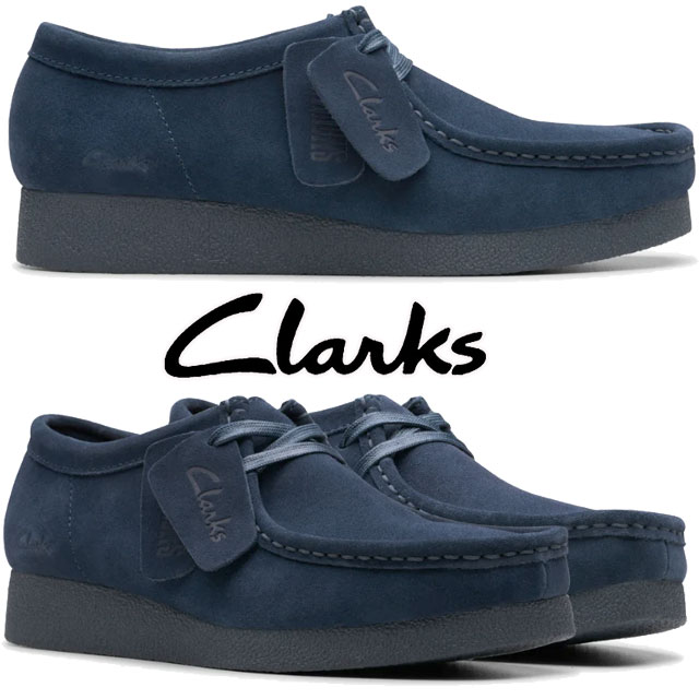 送料無料 レディース FW 秋冬 新作 秋新作 冬新作 モカシン レースアップ ローカット 人気 流行 定番 2024 Clarks 26178910 ワラビー エヴォシューズ 本革 靴 クレープソール アンクルブーツ スエード ネイビースエードの通販は