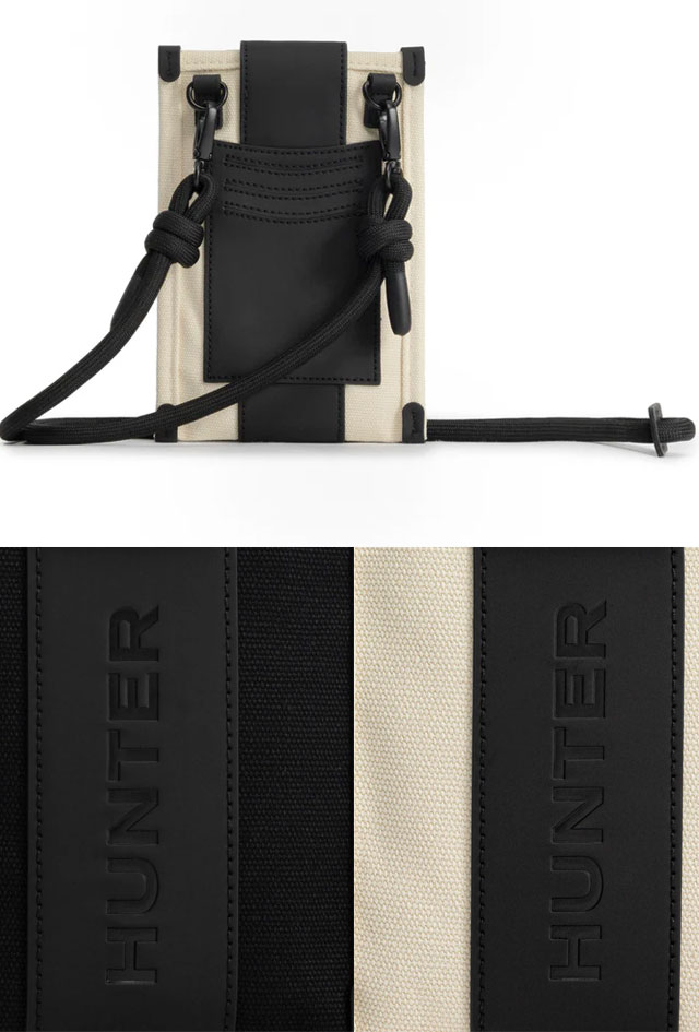 メール便送料無料 ハンター HUNTER 0.1L UBX3712CAA BAG メンズ レディース FW 秋冬 新作 秋新作 冬新作 人気 流行 定番 2024 2025 スマホポーチ リファインド スティッチ キャンバス フォンポーチ サコッシュ 撥水 ショルダーポーチ スマートフォン 小さめ ブラック 黒 鞄