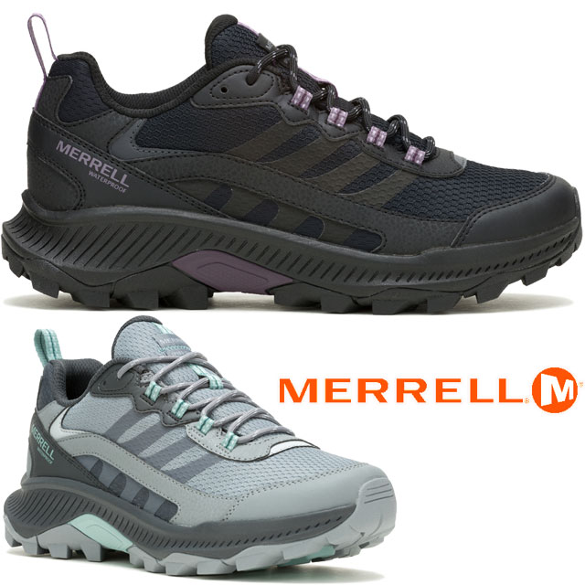 送料無料 スニーカー ローカット レディース FW 秋冬 新作 秋新作 冬新作 人気 流行 定番 2024 MERRELL J038282 J038284 スピード ストライク2 ウォータープルーフ 防水 靴 黒 アウトドア カジュアルシューズ ブラック グレー