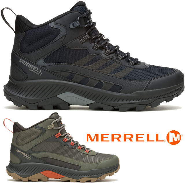 送料無料 スニーカー レースアップ メンズ FW 秋冬 新作 秋新作 冬新作 人気 流行 定番 2024 MERRELL J037833 J037835 スピード ストライク2 ミッド ウォータープルーフ 防水 靴 黒 アウトドア カジュアルシューズ ブラック オリーブ ミッドカットの通販はローカット