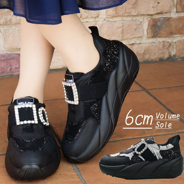 送料無料 スニーカー スリッポン ミドルカット レディース FW 秋冬 新作 秋新作 冬新作 人気 流行 定番 2024 2025 ムーム MUUM MUUM WX2500 厚底 ムーム ボリュームソール カジュアルシューズ バックル ブラック 黒 ブラックコンビ 靴