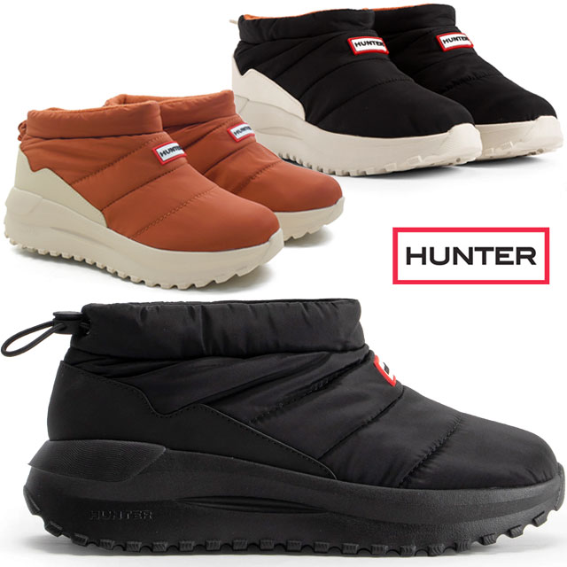 送料無料 ショートブーツ トレーナー レディース ユニセックス FW 秋冬 新作 秋新作 冬新作 人気 流行 定番 2024 2025 ハンター HUNTER UFF7002NYL ウインターブーツ パフド トラベル フロー 耐水 防寒 雨 雪 -15℃まで対応 アンクル丈 ブラック 黒 リズミッククレイ 冬靴