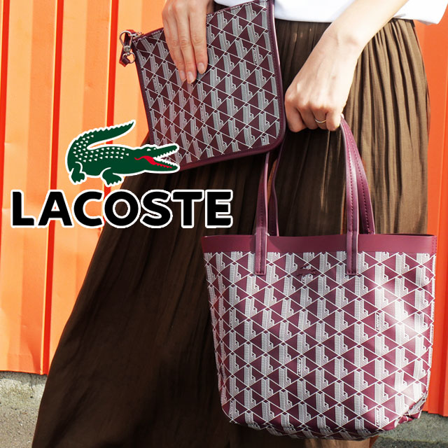 送料無料 クラッチバッグ トートバッグ ハンドバッグ レディース FW 秋冬 新作 秋新作 冬新作 人気 流行 定番 2024 2025 ラコステ LACOSTE NF4338 ゼリー コーテッドキャンバスモノグラムスモールトート 小さめ ミニトート ロゴプリント ポーチ付き モノグラム柄 ゼリィ