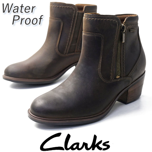 送料無料 ショートブーツ レディース FW 秋冬 新作 秋新作 冬新作 人気 流行 定番 2025 クラークス Clarks 864G 防水 ネヴァジップウォータープルーフ 本革 カジュアル アンクル丈 レザーブーツ トープレザー ショート丈 サイドジッパー付き 靴