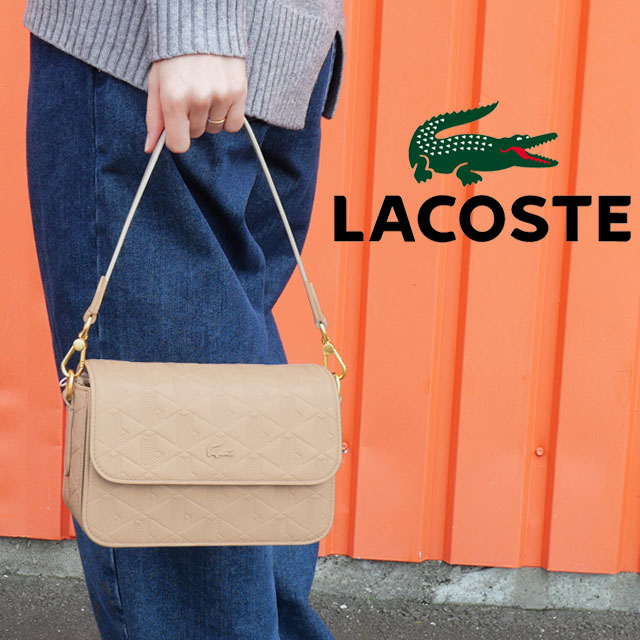 送料無料 ショルダーバッグ レディース SS 春夏 新作 夏新作 秋新作 人気 流行 定番 2025 ラコステ LACOSTE NF4712 BAG NF4712MH BEIGE マヘキ レザーメッセンジャーバッグ 肩掛け バック 小物 わに 鰐 モノグラム お出かけ プレゼント 鞄の通販は 35,200円