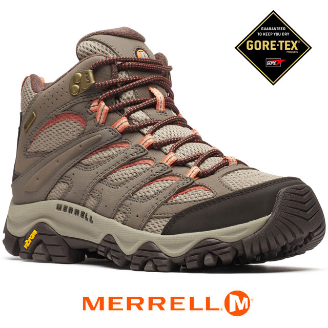 送料無料 スニーカー ゴアテックス レディース SS 春夏 新作 夏新作 秋新作 人気 流行 定番 2025 メレル MERRELL 3 W500640W モアブ シンセティック ミッド ワイド ワイズ 防水 ハイキングシューズ ミッドカット トレイルランニングシューズ バンジーコード