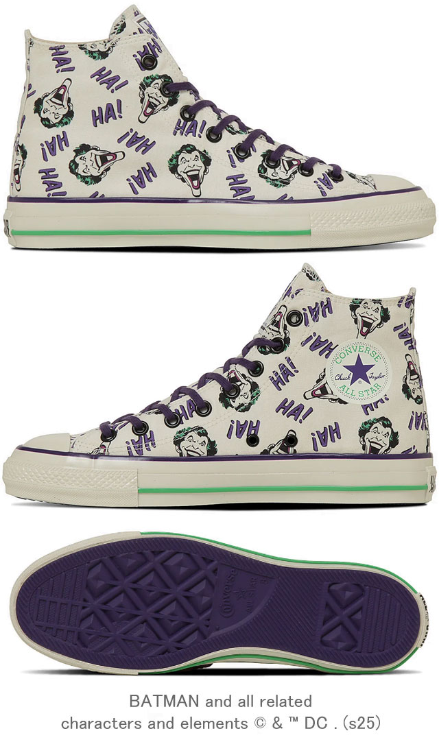 送料無料 スニーカー ハイカット メンズ SS 春夏 新作 夏新作 秋新作 人気 流行 定番 2025 コンバース CONVERSE HI / DC 31314040 31314041 オールスター エイジド バットマン ジョーカー アメコミ コラボモデル ブラック ホワイト_3