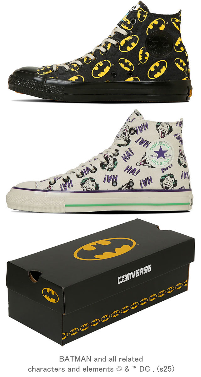 送料無料 スニーカー ハイカット メンズ SS 春夏 新作 夏新作 秋新作 人気 流行 定番 2025 コンバース CONVERSE HI / DC 31314040 31314041 オールスター エイジド バットマン ジョーカー アメコミ コラボモデル ブラック ホワイト_7