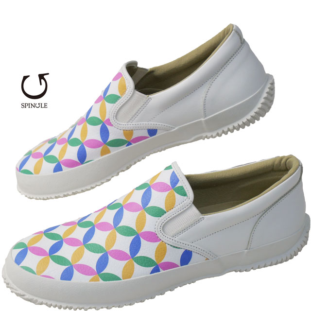 送料無料 スニーカー スリッポン メンズ レディース SS 春夏 新作 夏新作 秋新作 人気 流行 定番 2025 スピングル SPINGLE Japan Beauty SP-1052 七宝柄 日本製 本革 靴 マルチカラー プリント