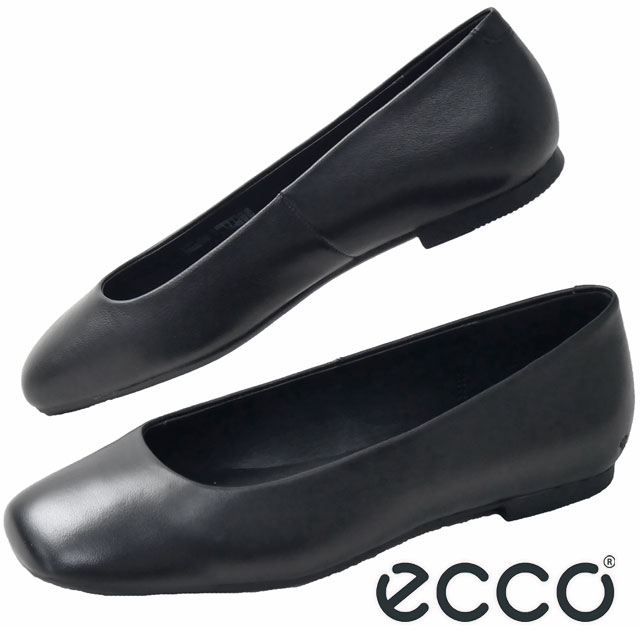送料無料 パンプス フォーマル レディース SS 春夏 新作 夏新作 秋新作 人気 流行 定番 2025 エコー ECCO 234323 黒 バレエシューズ オフィス ビジネス お仕事 通勤 ブラック ローヒール プレーン フラット スクエアトゥ マーゴット