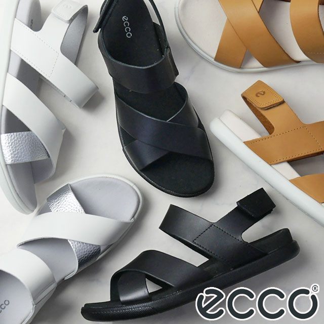 送料無料 コンフォート サンダル ストラップサンダル レディース SS 春夏 新作 夏新作 秋新作 人気 流行 定番 2025 エコー ECCO 220103 疲れない ベルクロ クロスベルト カジュアル フラット ブラック ホワイト/シルバー ブラウン系 サマラ