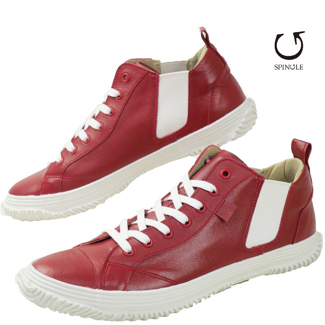 送料無料 スニーカー メンズ SS 春夏 新作 夏新作 秋新作 人気 流行 定番 2025 スピングル SPINGLE SP-442 サイドゴア メイドインジャパン レザースニーカー 日本製 ディープレッド 靴