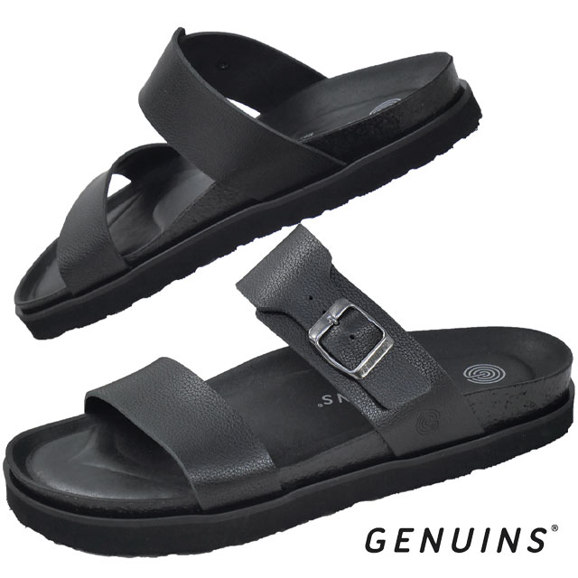送料無料 コンフォートサンダル サンダル メンズ SS 春夏 新作 夏新作 秋新作 人気 流行 定番 2025 ジェニュインズ GENUINS G105745JT ウィットビー 歩きやすい スペイン製 フットベッド ローヒール EVAソール 軽量 ブラック 黒 靴