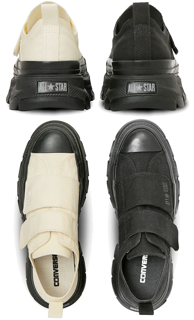 送料無料 スニーカー メンズ レディース SS 春夏 新作 夏新作 秋新作 人気 流行 定番 2025 コンバース CONVERSE V-2 OX 31314860 31314861 オールスター トレックウエーブ 厚底靴 ベルクロ 5cmヒール エクリュ ブラック