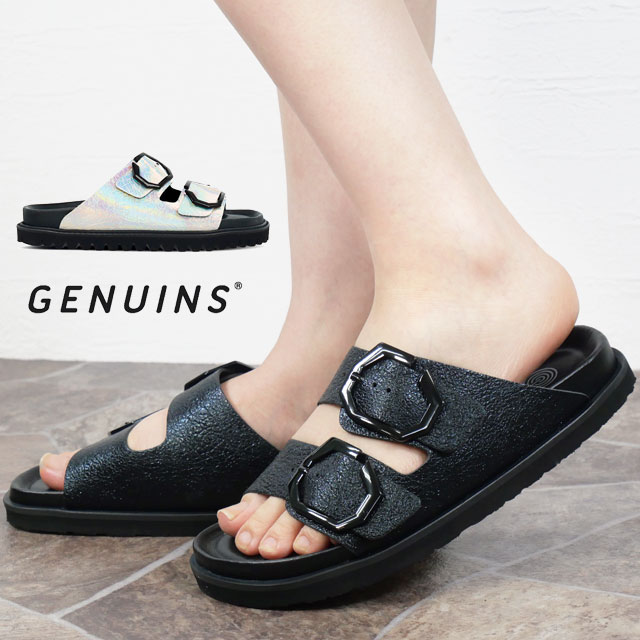 送料無料 コンフォートサンダル サンダル レディース SS 春夏 新作 夏新作 秋新作 人気 流行 定番 2025 ジェニュインズ GENUINS G106283JT G106279JT スペイン製 ガリア ビーガン ブラック シルバー ビックバックル
