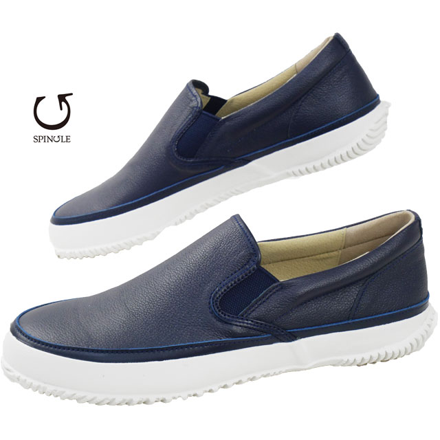 送料無料 スリッポン ローカット メンズ レディース SS 春夏 新作 夏新作 秋新作 人気 流行 定番 2025 スピングル SPINGLE SP-1059 日本製 カンガルーレザー ネイビー 靴