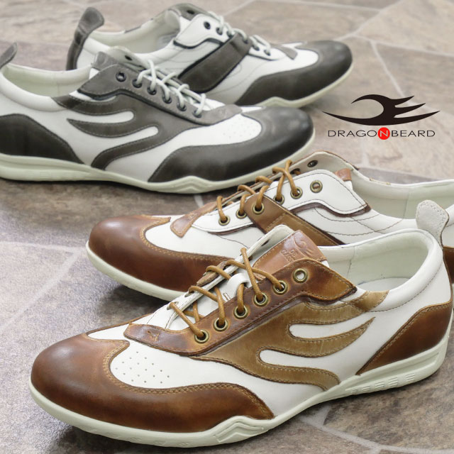 送料無料 スニーカー ローカット メンズ SS 春夏 新作 夏新作 秋新作 人気 流行 定番 2025 ドラゴンベアード DRAGON BEARD DB CLASSIC 70 ロングノーズ レザースニーカー カジュアルシューズ ホワイト/ブラウン ホワイト/グレー 靴