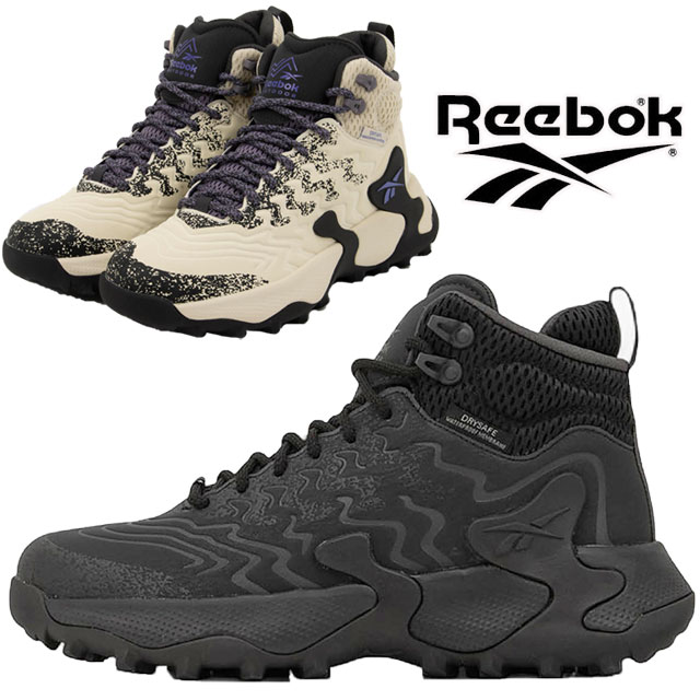 送料無料 ウォーキングシューズ スニーカー レディース AW 秋冬 新作 秋新作 冬新作 人気 流行 定番 2025 リーボック Reebok DMX 100227014 100227012 厚底 キタリ 防水 ハイキング アウトドア ミッドカット ブラック/ブラック/グレー4 黒 ベージュ/ブラック/パープル 靴