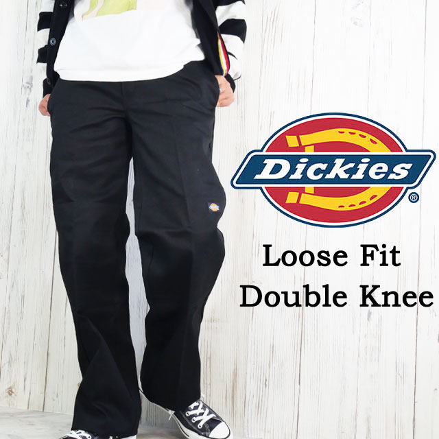 送料無料 ボトムス メンズ AW 秋冬 新作 秋新作 冬新作 人気 流行 定番 2025 ディッキーズ Dickies 85283 ダブルニー ワークパンツ 長ズボン ルーズフィット アパレル ウェア チノパン ブラック 黒 服