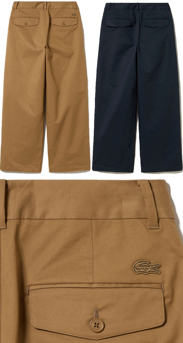 送料無料 長ズボン レディース AW 秋冬 新作 秋新作 冬新作 人気 流行 定番 2025 ラコステ LACOSTE HF009J 166 DPC ボトムス ダブルタックワイドスラックス ワイドパンツ アパレル カジュアル ウェア チノパン わに ネイビー ベージュ 鰐 服 送料無料 長ズボン レディース AW 秋冬 新作 秋新作 冬新作 人気 流行