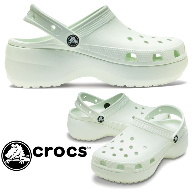 送料無料 プラットフォーム レディース SS 春夏 新作 夏新作 秋新作 人気 流行 定番 2025 クロックス crocs 206750 3YF 厚底 クロッグサンダル クラシック クロッグ ウィメン サボサンダル カジュアルシューズ チャンキーヒール アクアサンダル ミントティント 靴