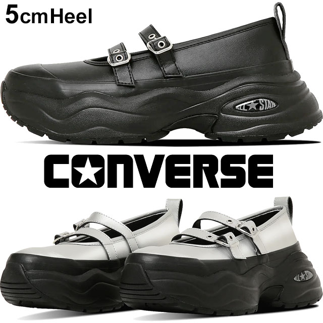 送料無料 スニーカー ローカット レディース AW 秋冬 新作 秋新作 冬新作 人気 流行 定番 2025 コンバース CONVERSE MJ ST OX 31315661 31315660 厚底 オールスター サージトレーナー メリージェーン チャンキーソール ストラップシューズ ブラック 黒 シルバー/ブラック 靴