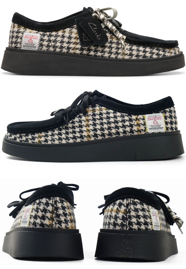 送料無料 ローカット メンズ AW 秋冬 新作 秋新作 冬新作 人気 流行 定番 2025 クラークス Clarks 4WAY 26184928 厚底 トールビュー 200周年 特別モデル コラボ チャンキーソール ブラックコンビ 黒 靴