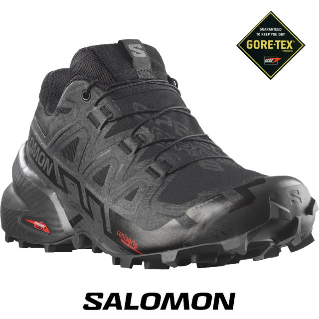 送料無料 スニーカー ローカット ゴアテックス レディース AW 秋冬 新作 秋新作 冬新作 人気 流行 定番 2025 サロモン SALOMON 6 GTX W 417434 スピードクロス 防水 トレイルランニングシューズ 滑りにくい 靴 ブラック アウトドアシューズ