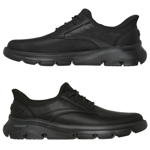 送料無料 スニーカー ビジネスシューズ メンズ AW 秋冬 新作 秋新作 冬新作 人気 流行 定番 2025 スケッチャーズ SKECHERS -205511 スリップインズ リラックスドフィット アーチフィット ガルザ ラングストン つま先ゆったり 手を使わずに履ける 革靴 ハンズフリー ブラック