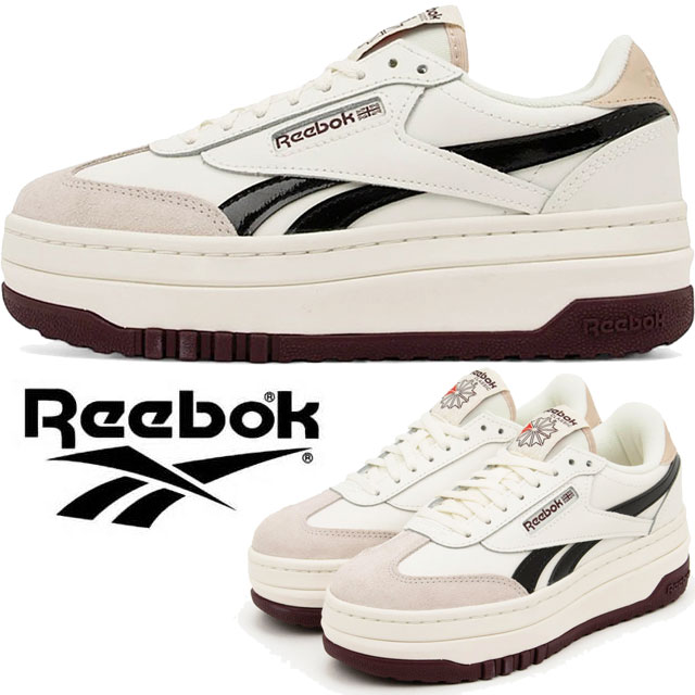 送料無料 スニーカー ローカット レディース AW 秋冬 新作 秋新作 冬新作 人気 流行 定番 2025 リーボック Reebok 100234675 厚底 カンピオ エクストラ カジュアルシューズ ダッドスニーカー チョーク/グレー 靴