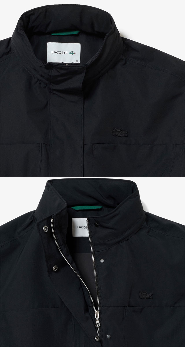 送料無料 長袖 レディース AW 秋冬 新作 秋新作 冬新作 人気 流行 定番 2025 ラコステ LACOSTE BF022 031 アウター ユーティリティマウンテンパーカ 撥水 コート 前開き アパレル 防寒 上着 アウトドア シンプル ウェア ブラック 黒 服_2