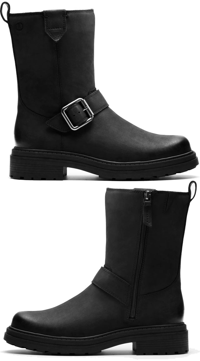送料無料 ブーツ レディース AW 秋冬 新作 秋新作 冬新作 人気 流行 定番 2025 クラークス Clarks 26183923 オリノコ3 ベイ ハーフブーツ 本革 ミドル丈 ペコスブーツ レザーブーツ ブラックレザー 靴_1