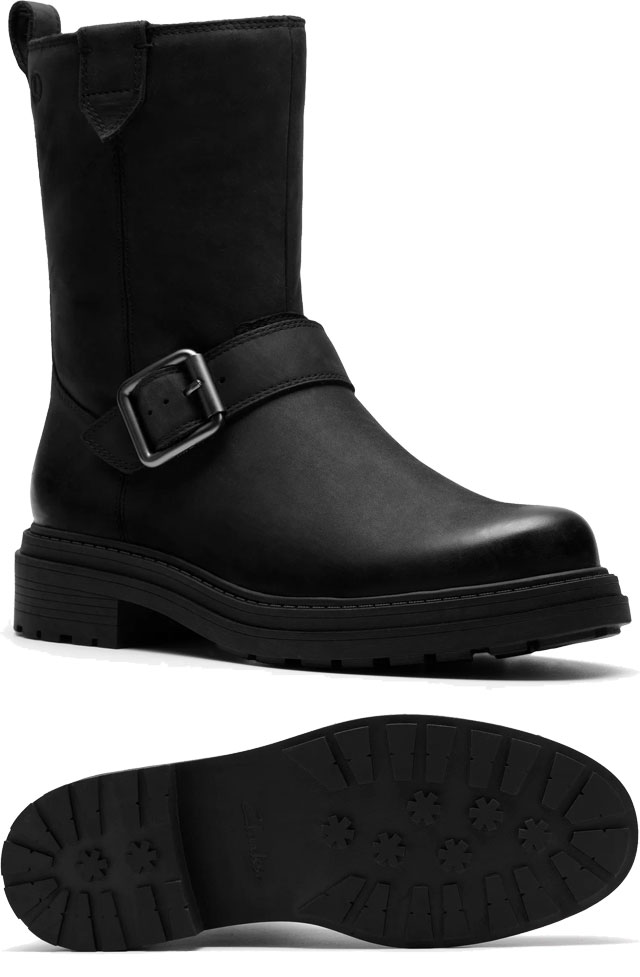 送料無料 ブーツ レディース AW 秋冬 新作 秋新作 冬新作 人気 流行 定番 2025 クラークス Clarks 26183923 オリノコ3 ベイ ハーフブーツ 本革 ミドル丈 ペコスブーツ レザーブーツ ブラックレザー 靴_2