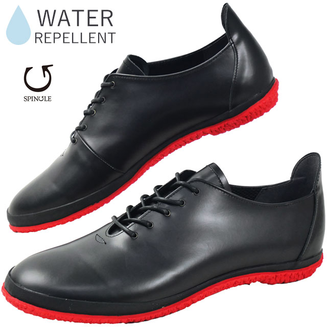 送料無料 スニーカー フラットシューズ ローカット レディース AW 秋冬 新作 秋新作 冬新作 人気 流行 定番 2025 スピングル SPINGLE SP-1801S 撥水 日本製 本革 ローヒール レザーシューズ メイドインジャパン ブラック/レッド 黒 靴