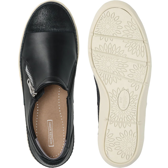 送料無料 ウォーキングシューズ コンフォート スリッポン レディース AW 秋冬 新作 秋新作 冬新作 人気 流行 定番 2025 アキレス Achilles H 620 ソルボ 履きやすい 厚底靴 レザースニーカー 歩きやすい ウエッジソール 4.7cmヒール 美脚 本革 ファスナー付き ブラック 送料無料 ウォーキングシューズ コンフォート スリッポン レディース